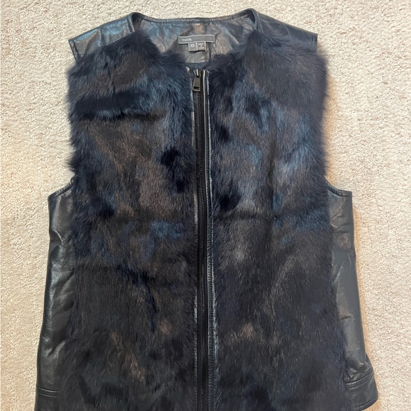 Vince Genuine Quilted Leather and Rabbit Fur Vest - Picture 4 of 6